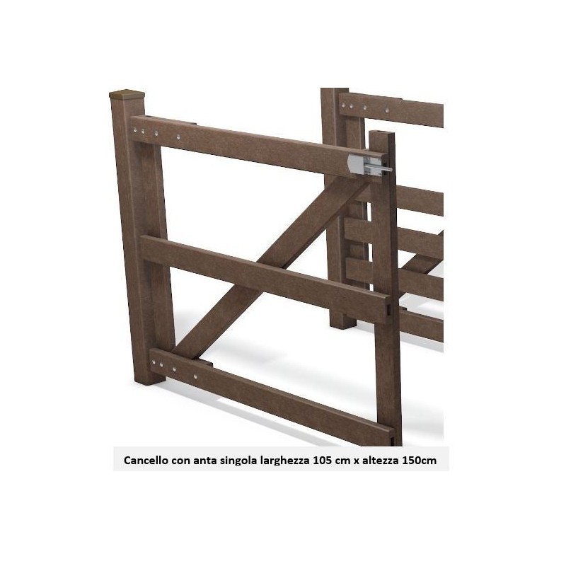 Cancello in plastica riciclata anta singola 105x150 cm – 3 traverse