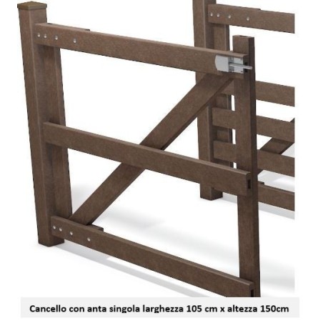 Cancello in plastica riciclata anta singola 105x150 cm – 3 traverse