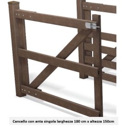 Cancello in plastica riciclata anta singola 180x150 cm – 3 traverse