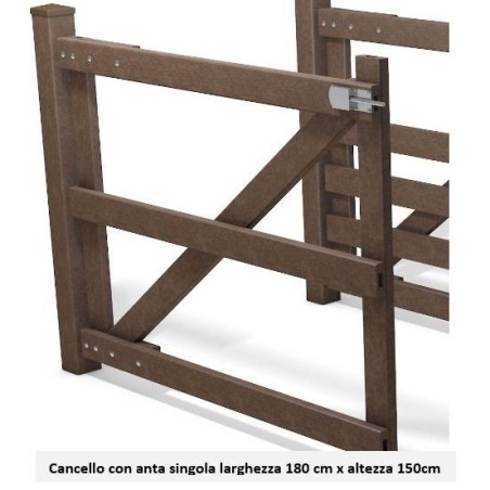 Cancello in plastica riciclata anta singola 180x150 cm – 3 traverse