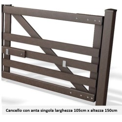 Cancello in plastica riciclata anta singola 105x150 cm – 5 traverse