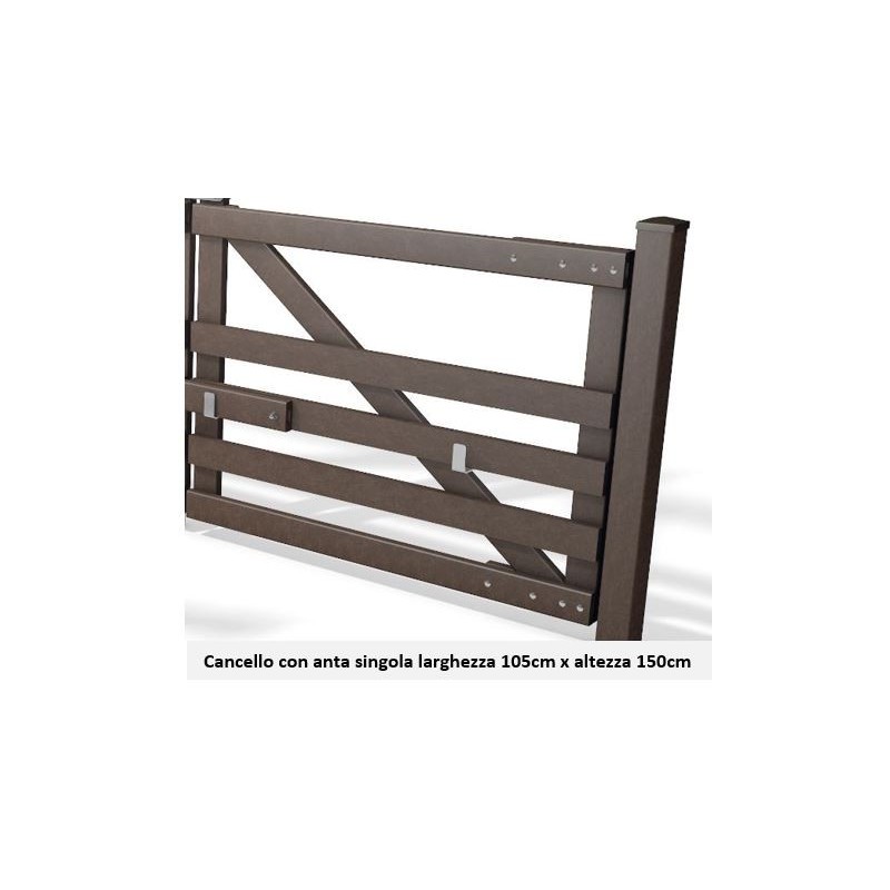 Cancello in plastica riciclata anta singola 105x150 cm – 5 traverse