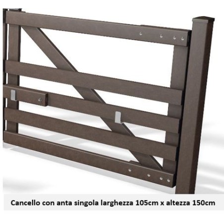 Cancello in plastica riciclata anta singola 105x150 cm – 5 traverse