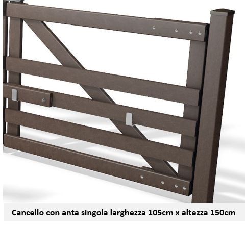 Cancello in plastica riciclata anta singola 105x150 cm – 5 traverse