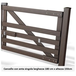 Cancello in plastica riciclata anta singola 180x150 cm – 5 traverse