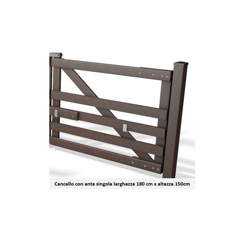 Cancello in plastica riciclata anta singola 180x150 cm – 5 traverse