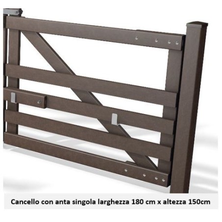 Cancello in plastica riciclata anta singola 180x150 cm – 5 traverse