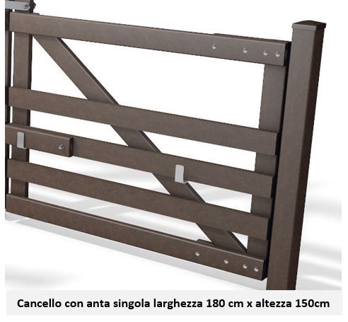 Cancello in plastica riciclata anta singola 180x150 cm – 5 traverse