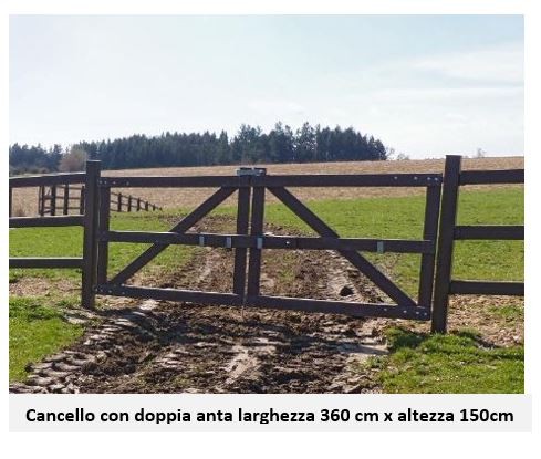 Cancello in plastica riciclata doppia anta 360x150 cm – 3 traverse