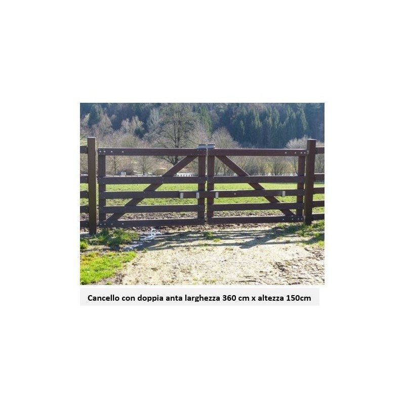 Cancello in plastica riciclata doppia anta 360x150 cm – 5 traverse