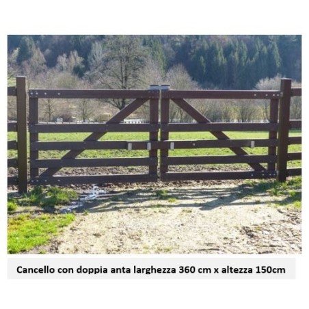 Cancello in plastica riciclata doppia anta 360x150 cm – 5 traverse