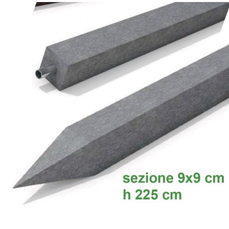 PALI IN PLASTICA RICICLATA sezione 9x9 cm h 225cm colore grigio ARMATI