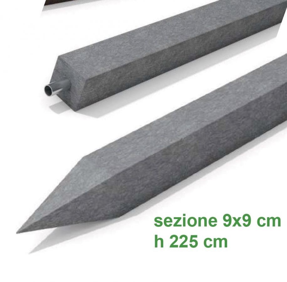 PALI IN PLASTICA RICICLATA sezione 9x9 cm h 225cm colore grigio ARMATI